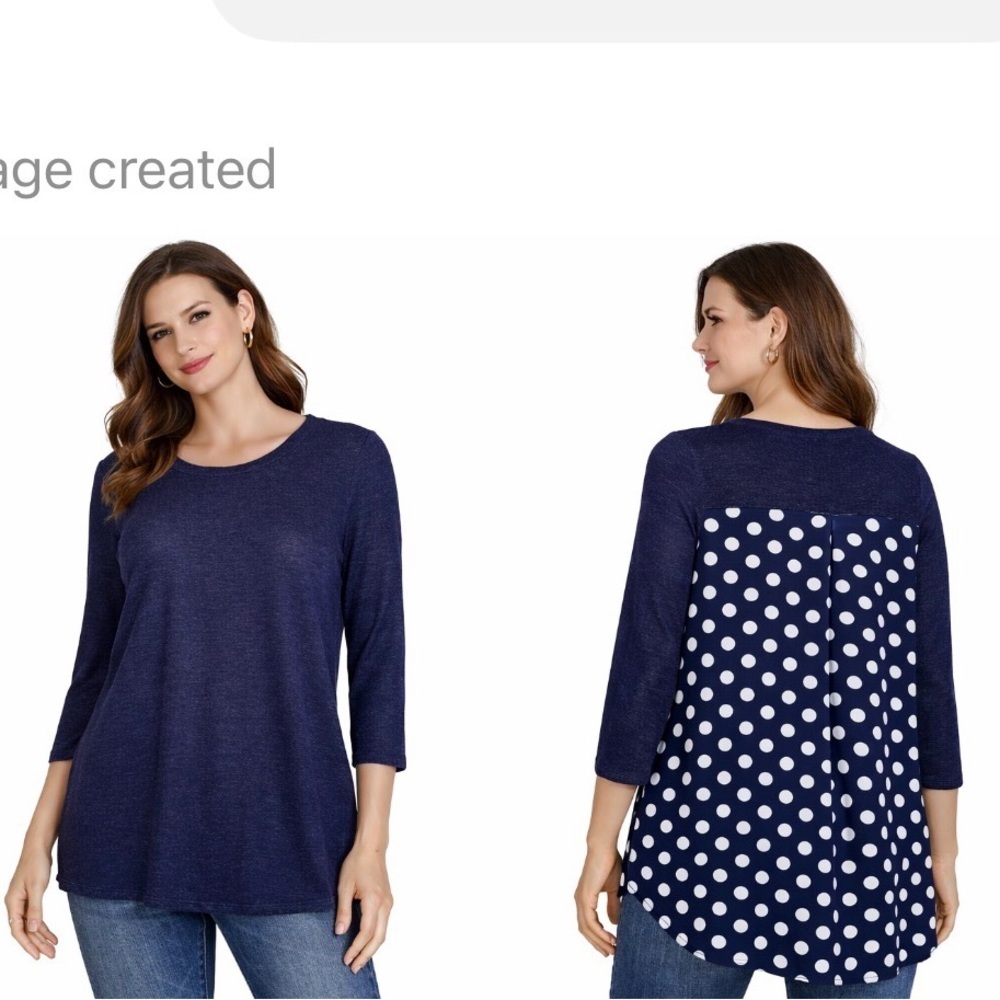 Stitch Fix Papermoon Marisol Mixed Media Knit Top Navy blue and white SZ SM top